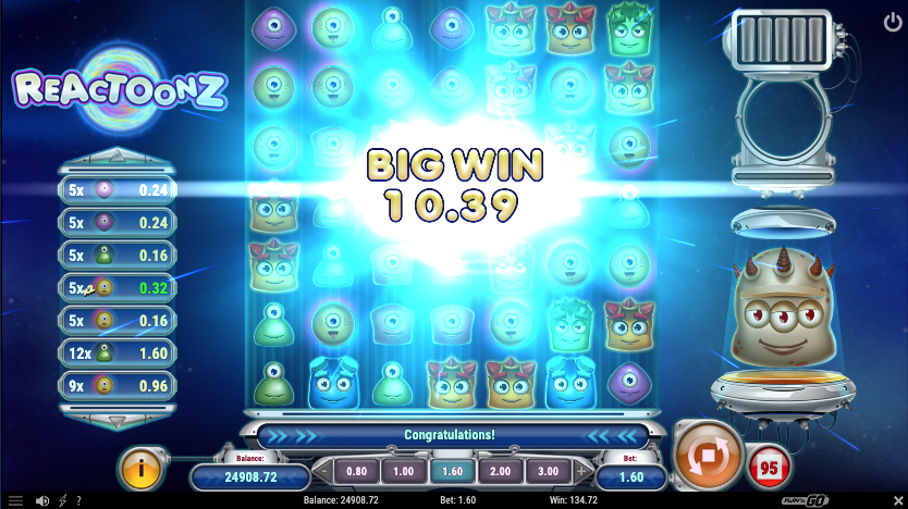 Reactoonz big win